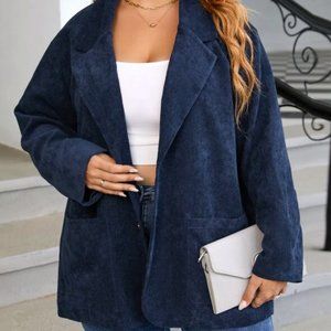Women's Navy Blue Corduroy Blazer